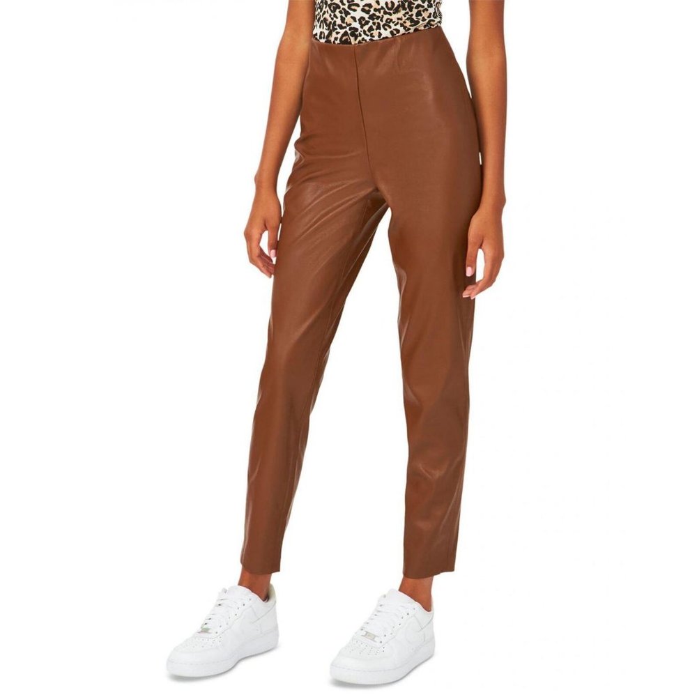NEW Riley & Rae Womens Faux-Leather Leggings 2351302 Cognac Brown S